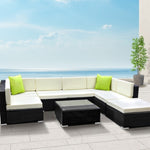 Gardeon 8-Piece Outdoor Sofa Set Wicker Couch Lounge Setting 7 Seater FF-SOFA-BK-8PC-ABE-N