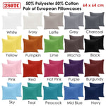 Pair of 280TC Polyester Cotton European Pillowcases Sky V442-ABR-PILLOWC-280TCPAIR-SKY-EU