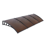 Instahut Window Door Awning Canopy 1.5mx4m Brown Sheet Black Plastic Frame AWN-15X4-BR