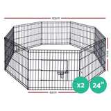 i.Pet 2x24" 8 Panel Dog Playpen Pet Fence Exercise Cage Enclosure Play Pen PET-DOGPLAYPEN-24X2