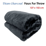 Titan Charcoal Faux Fur Throw Rug 127 x 152 cm V442-ATX-THROW-21TITAN-CHARCOAL-RE