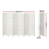 Artiss 6 Panel Room Divider Screen 244x170cm Clover White RD-4016-6P-WH