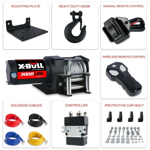 X-BULL Electric Winch 3000LBS 12V Steel Cable Wireless Remote ATV UTV 4WD BOAT 20 Units V211-AUEB-AXEW001-20