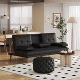 Contemporary Black Leather-look Ottoman with Button V264-OTM-802L-BLK