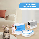 Large Foldable Cat Litter Box Plastic Toilet Easy Cleaning V488-PCFCB-BU