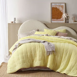 Vintage Design Homewares 3 Piece Hugo Cotton Gauze Quilted Comforter Set Butter King V442-HIN-COMFORTER-HUGO-BUTTER-KI