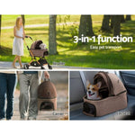 i.Pet Pet Stroller Dog Pram Large Cat Carrier Travel Foldable 4 Wheels Pushchair Double PET-STROLLER-100-BR