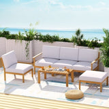 Gardeon 5-Seater Outdoor Sofa Set Wooden Lounge Setting 6PCS ODF-V-SOFA01-TK-ABCDEF