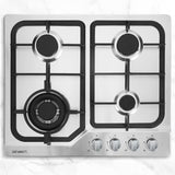 Devanti Gas Cooktop 60cm 4 Burner Silvir CT-GAS-4BTB-SS