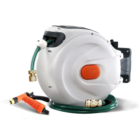 Greenfingers Water Hose Reel 20M Retractable Garden Brass Spray Gun Auto Rewind HR-WA-BNS-20M-MTL