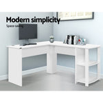 Artiss Computer Desk Shelf L-Shape White 136CM FURNI-N-DESK01-WH-AB