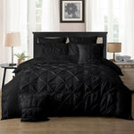 Diamond Pintuck Super King Size Black Duvet Quilt Cover Set V493-ZSK-05