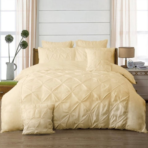 Diamond Pintuck Super King Size Quilt/Duvet Cover Set - Beige V493-ZSK-09