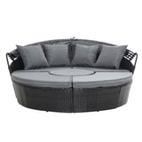 Gardeon Sun Lounge Setting Wicker Lounger Day Bed Patio Outdoor Furniture Black ODF-SUNBED-180OT-BK-ABC