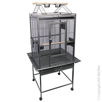 AVI ONE PARROT CAGE WITH PLAY PEN SILVER BLACK V553-242SB