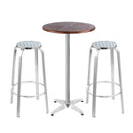 Gardeon 3-Piece Outdoor Bar Set Bistro Table Stools Adjustable Wooden Cafe FF-TABLESET-WOOD