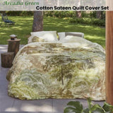 Bedding House Arcadia Green Cotton Sateen Quilt Cover Set Queen V442-HIN-QUILTCS-ARCADIA-GREEN-QS