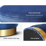 Artiss Ottoman Foot Stool Round Velvet Navy FS-B-675-VEL-NA