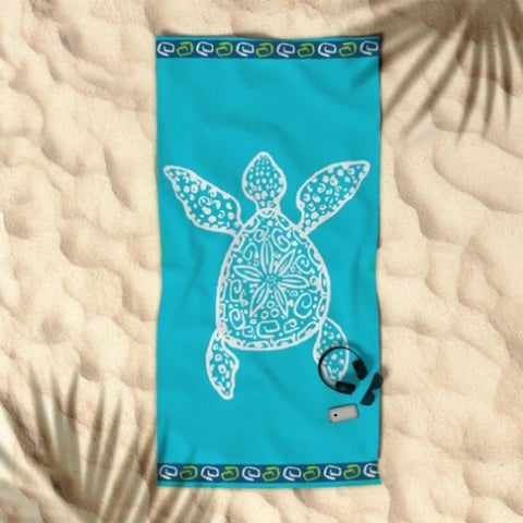Rans Premium Cotton Jacquard Beach Towel Turtle V442-RAN-TOWEL-JACQUARDTURTLE-MARINE-RE