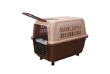 YES4PETS XL Plastic Kennels Pet Carrier Dog Cat Cage Crate With Handle and Removable Wheel Brown V278-HKX-0005-BROWN