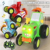 Green 360 Rotating Crazy Jumping Car with Light Music Remote Control RC Stunt Car AU V201-W12829008