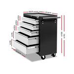 Giantz 5 Drawer Tool Box Cabinet Chest Trolley Box Garage Storage Toolbox Grey TB-5DR-ROLL-BKGY