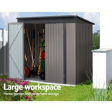 Giantz Garden Shed 1.95x1.31M Sheds Outdoor Storage Steel Workshop House Tool Double Door SHED-FLAT-4X6-BR-ABC