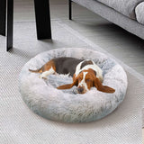 Pawfriends Dog Cat Pet Calming Bed Washable ZIPPER Cover Warm Soft Plush Round Sleeping 120cm V360-PTDB0013-GG-XL