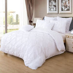 Diamond Pintuck Double Size White Duvet Quilt Cover Set V493-ZD-01