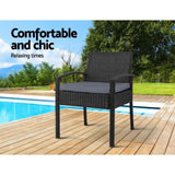 Gardeon 2PC Outdoor Dining Chairs Patio Furniture Rattan Lounge Chair Cushion Felix ODF-CHAIR-TEA-BK-2X