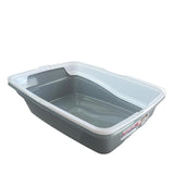 Cat Litter Tray Plastic 48x38.5x12cm Non Spill Mess Guard Rim Grey White Kitty Pan V238-SUPDZ-39639308566608