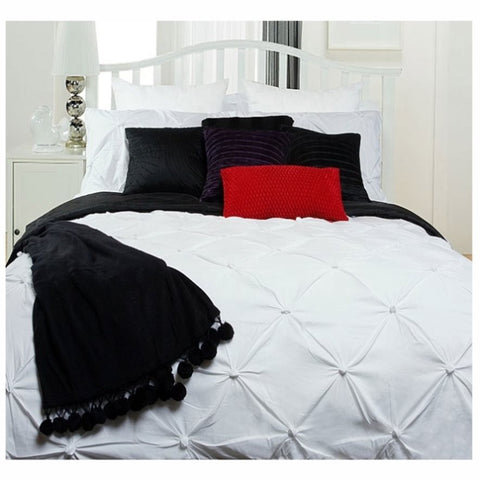 Bloomington Puffy Quilt Cover Set White DOUBLE V442-HIN-QUILTCS-PUFFY-WHITE-DS