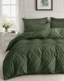 Tufted Boho Wave Jacquard Quilt Cover Set- Dark Green - Queen Size V493-JZ-Q-17