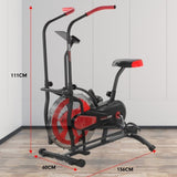 Powertrain Air Resistance Fan Exercise Bike for Cardio - Red BKE-AB4500-RD