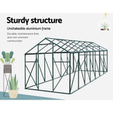 Greenfingers Greenhouse 4.43x2.44x2.15M Aluminium Polycarbonate Green House Garden Shed GH-ALU-443X244-GN-AB