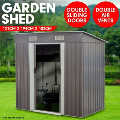 Garden Shed Flat 4ft x 6ft Outdoor Storage Shelter - Grey GSF-BSW-46N-GY