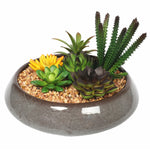 Potted Artificial Succulents with Round Decorative Bowl 19cm V77-1780016