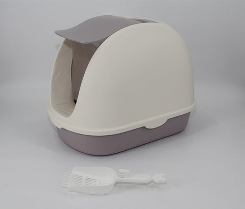 YES4PETS Portable Hooded Cat Toilet Litter Box Tray House with Scoop and Grid Tray White V278-MSP-0007-WHITE-W-ZW-0001