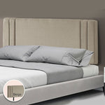 Linen Fabric Double Bed Deluxe Headboard Bedhead - Beige V63-821543