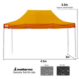 Gazebo Tent Marquee 3x4.5m PopUp Outdoor Wallaroo Orange GAZ-POP-3X45-OR