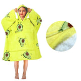 Girls Comfy Warm Blanket Hoodie with Sherpa Fleece Reverse Avocado V442-ABR-BLANKET-GHOODIEAVOCADO-YELLOW-SH