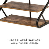 Matte Black Frame Rustic Wood 3-Tier Medium Shoe Rack Shelf Stand Storage Organizer V278-SHOE-RACK-3-TIER