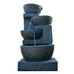 PROTEGE Solar Fountain Water Feature Outdoor 4 Bowl with LED Lights - Charcoal V219-PMPFPKPROA4BC