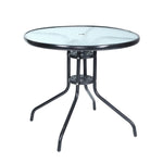 Gardeon Outdoor Bar Table Glass Cafe Table Steel Side Parasol Hole FF-TABLE-GL80