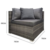 LONDON RATTAN 1 Seater Outdoor Corner Modular Lounge Chair, Grey V219-FURODRLONACG4