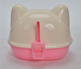 YES4PETS Medium Hooded Cat Toilet Litter Box Tray House With Scoop Pink V278-BP195-M-LITTER-TRAY-PINK