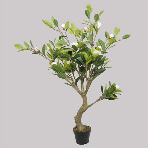 Faux White Flowering Magnolia Tree with Pot 130cm V77-1890002