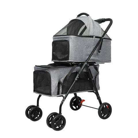PaWz Two-tier Pet Stroller Double Dog ST1010-GY