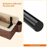 Feandrea Dog Car Seat Adjustable Straps Washable Liner 4 Pockets Brown and Beige V227-3309641004061
