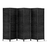 Artiss 6 Panel Room Divider Screen 245x170cm Woven Black RD-C-8001-6P-BK